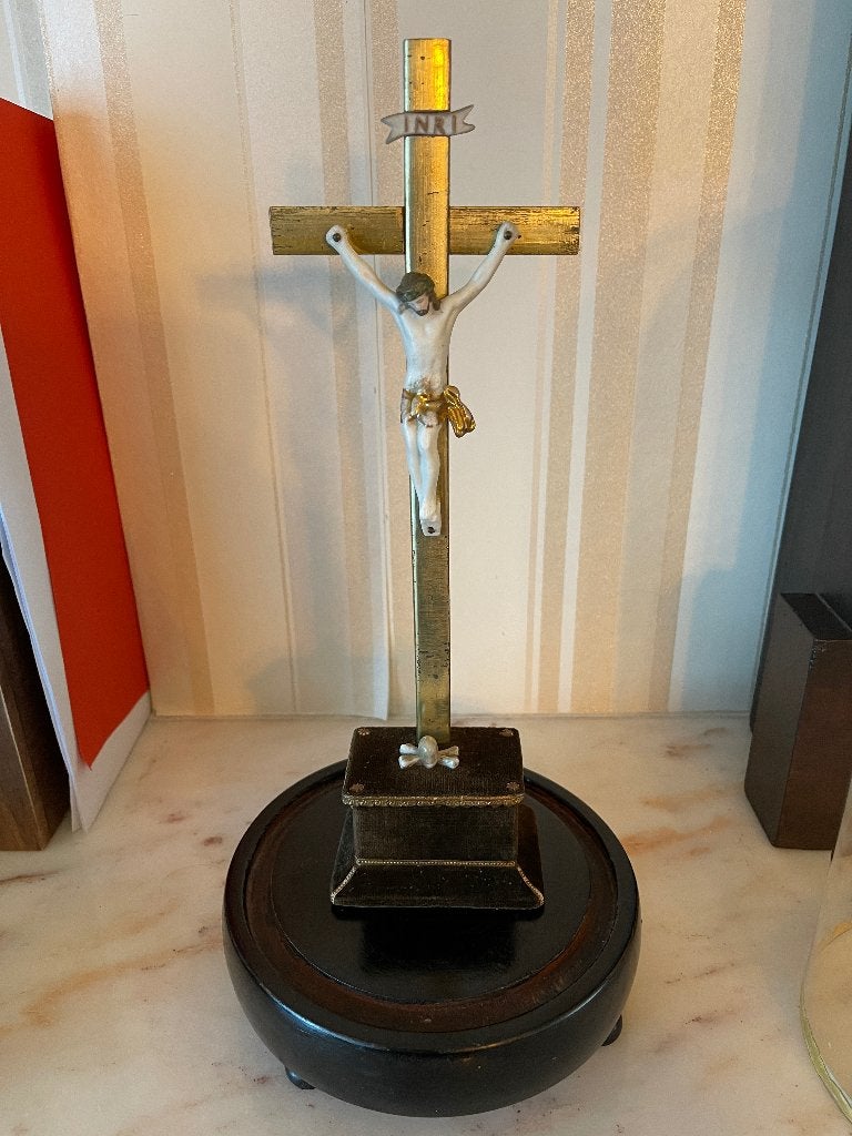 Kleine, zeldzame antieke stolp met crucifix, Antiek en Kunst, Ophalen
