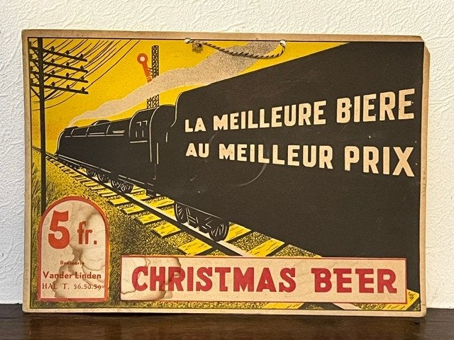 Christmas beer, vintage reclame karton, Vander Linden Halle, Ophalen