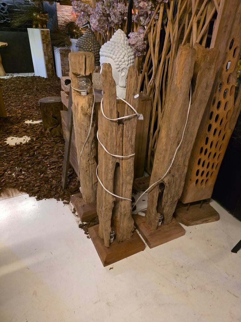 Recycled teak staanlampen, Huis en Inrichting, Ophalen