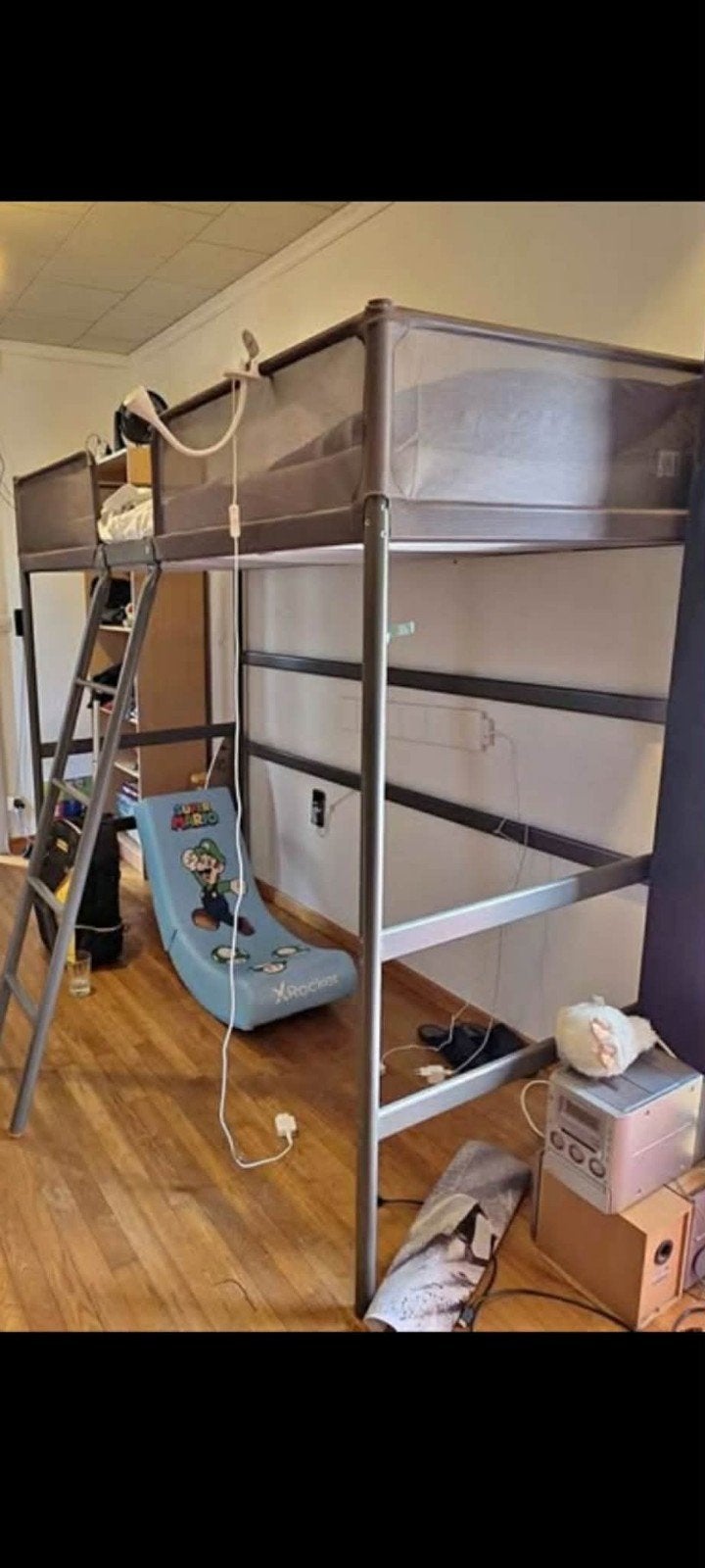 lit hauteur en métal ikea 90/200cm complet avec matelas ., 90 cm, Une personne, Enlèvement, Utilisé