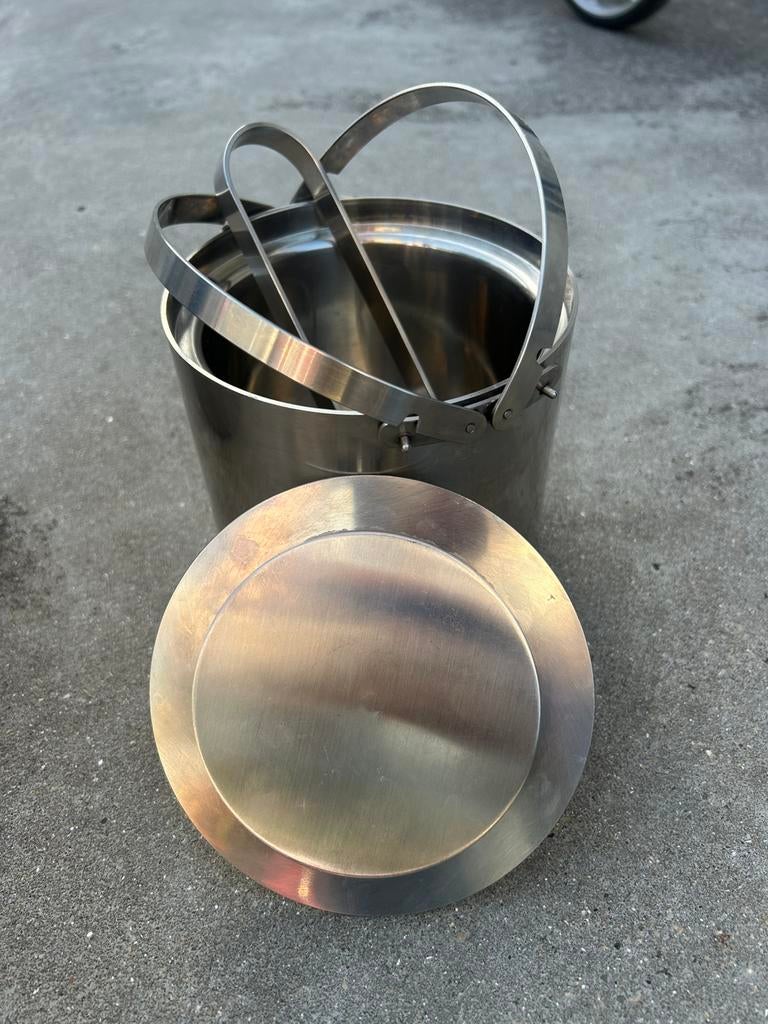 Stijlvolle inox ijsemmer + ijsblokjesemmer set – modern, Enlèvement, Comme neuf, Inox