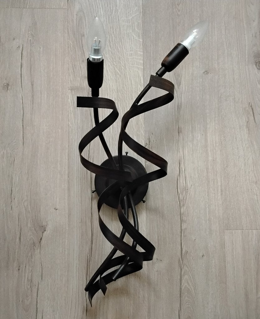 Wandlamp 2-lichts met led-lampen, Zwart, E14 (klein), Ophalen of Verzenden, Zo goed als nieuw