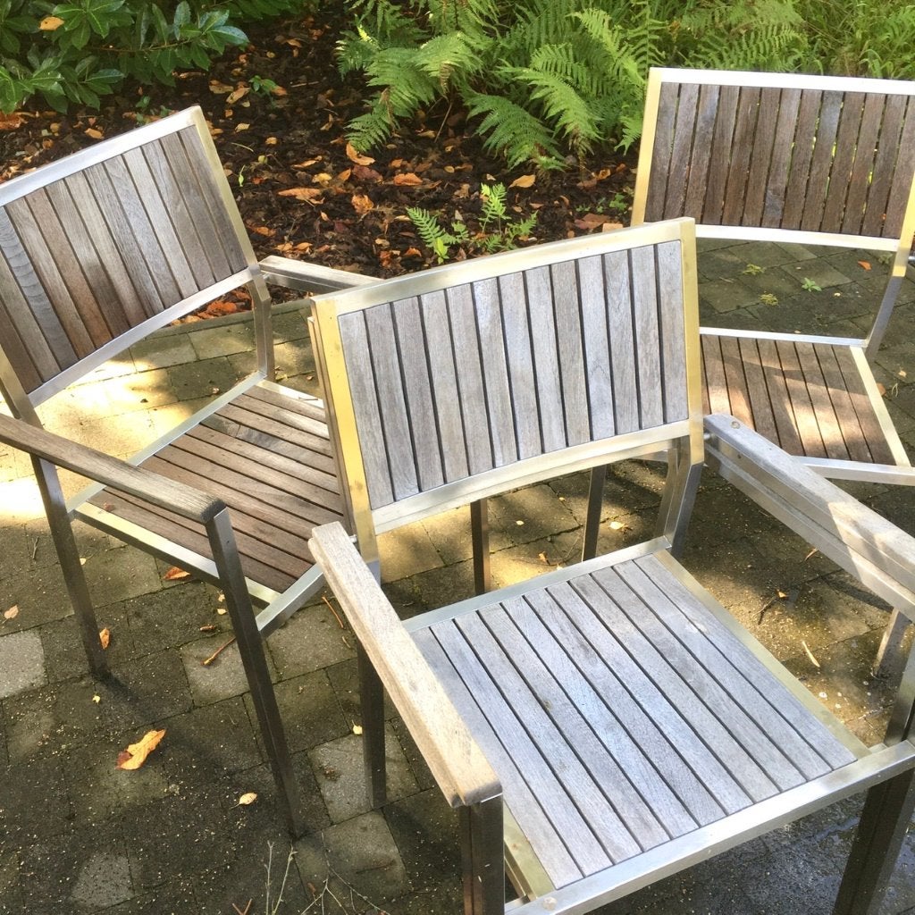 Tuinstoelen (4), Tuin en Terras, Ophalen, Gebruikt, Hout, Stapelbaar