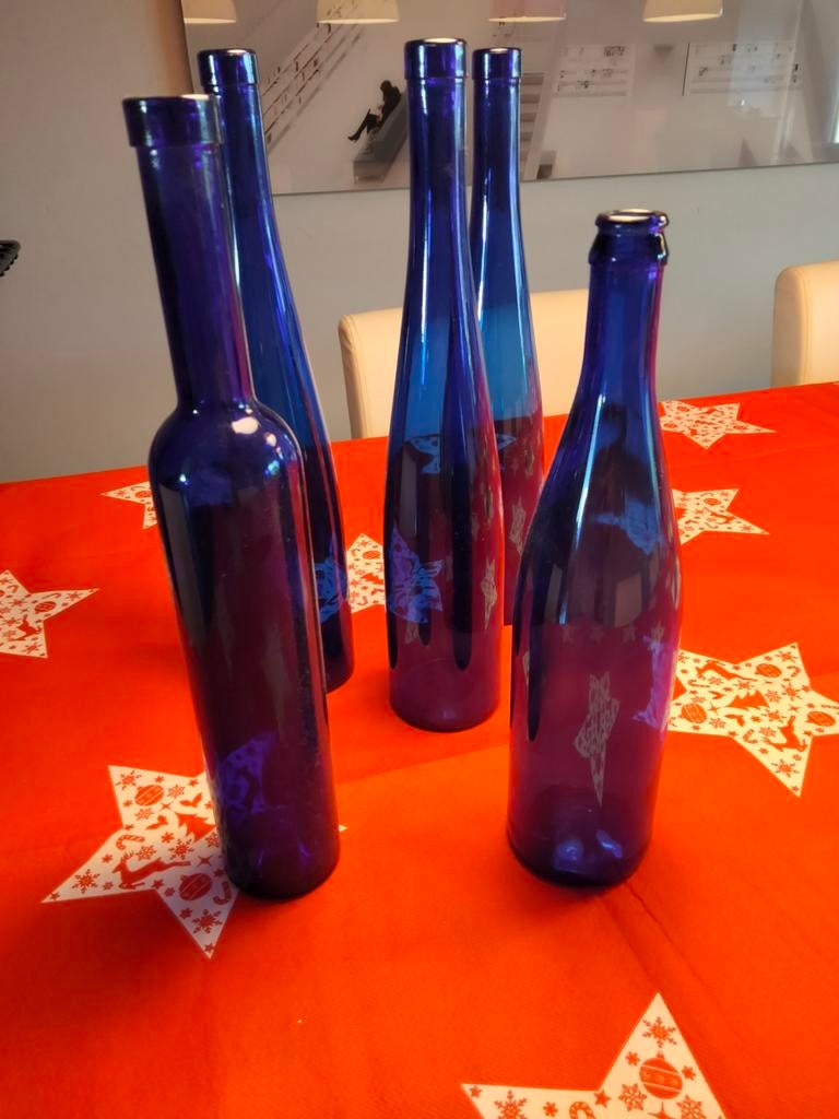 Blauwe decoratieve flessen, Ophalen of Verzenden