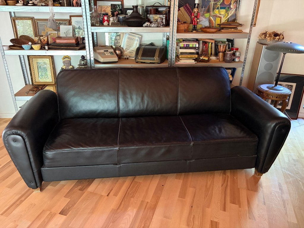Vintage lederen zetel, Huis en Inrichting, Ophalen, Minder dan 75 cm, Driepersoons, Leer