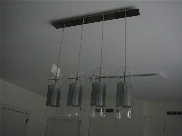 Mooie led luster, Ophalen of Verzenden, Gebruikt, Glas, Modern
