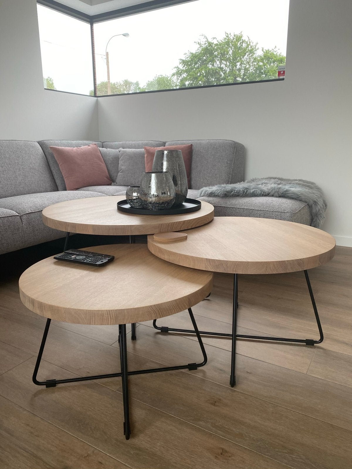 Eik A keus salontafel-set olie rubio ''Naturel'', Huis en Inrichting, Tafels | Salontafels, Ophalen, Zo goed als nieuw
