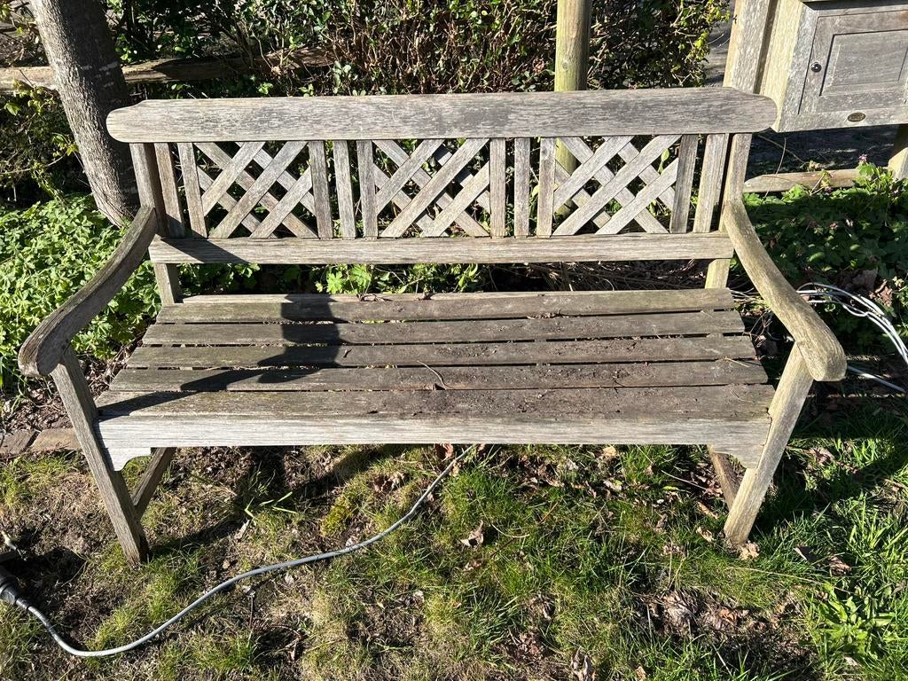 Tuinbank teak, Ophalen, Zo goed als nieuw