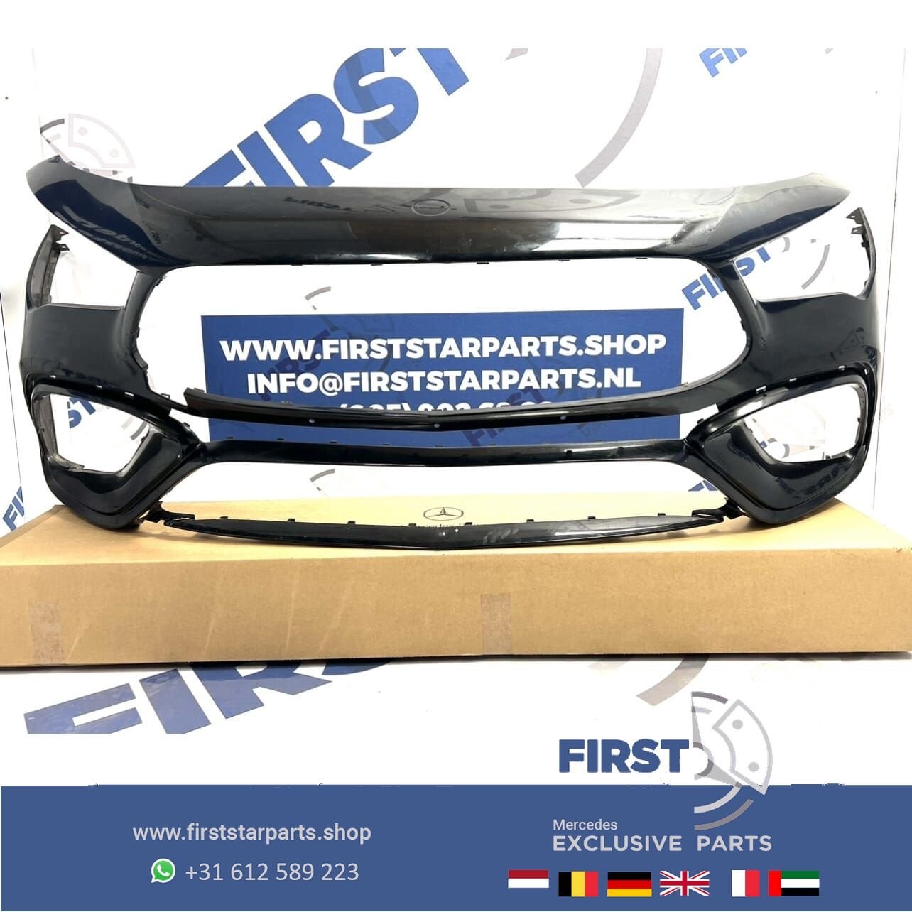 W118 CLA 45 BUMPER C118 CLA45 AMG VOORBUMPER ZWART ORIGINEEL, Gebruikt, -, Voor, Ophalen of Verzenden