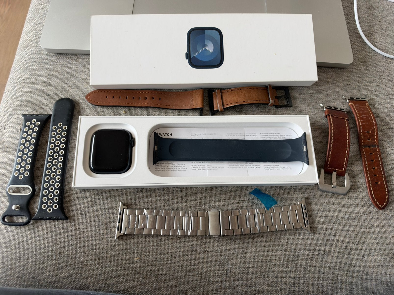 Apple Watch Series 9 45mm Titanium Blue, IOS, Enlèvement, Utilisé, Battement de coeur