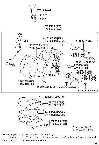 SIEGE AVANT DROIT ( PASSAGER ) Corolla Verso (R10 / 11), Utilisé, Toyota