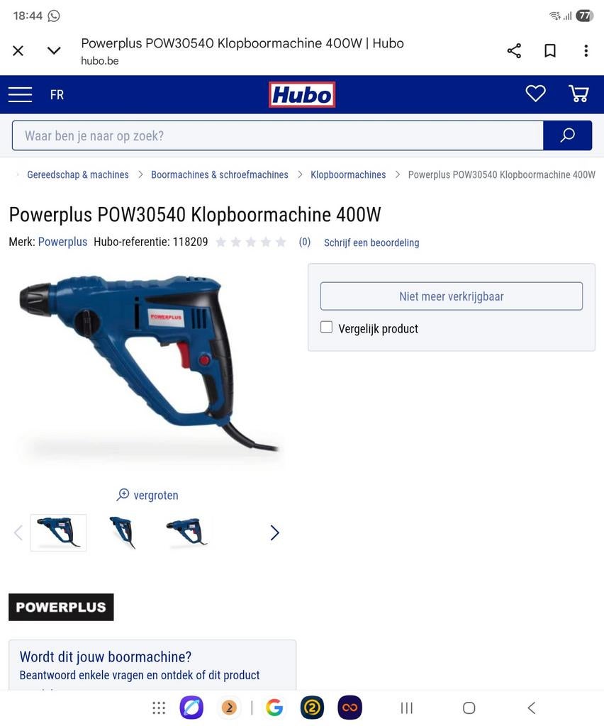 Elektrische klopboormachine Nieuwe in Houthalen 400 wat, Ophalen