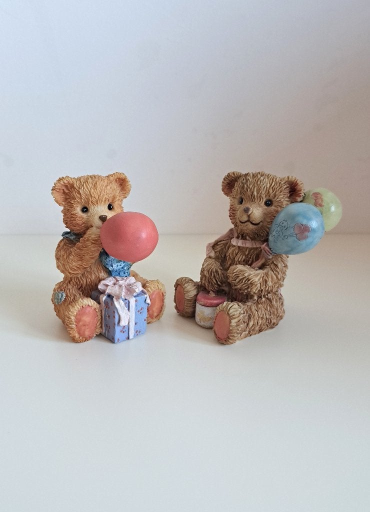 Set van twee decoratieve berenfiguurtjes met ballonnen, Verzamelen, Ophalen of Verzenden, Zo goed als nieuw, Dier