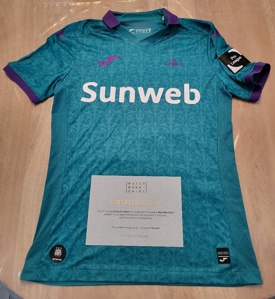 Match worn shirt Anderlecht Yari Verschaeren, Ophalen of Verzenden, Gebruikt, Shirt