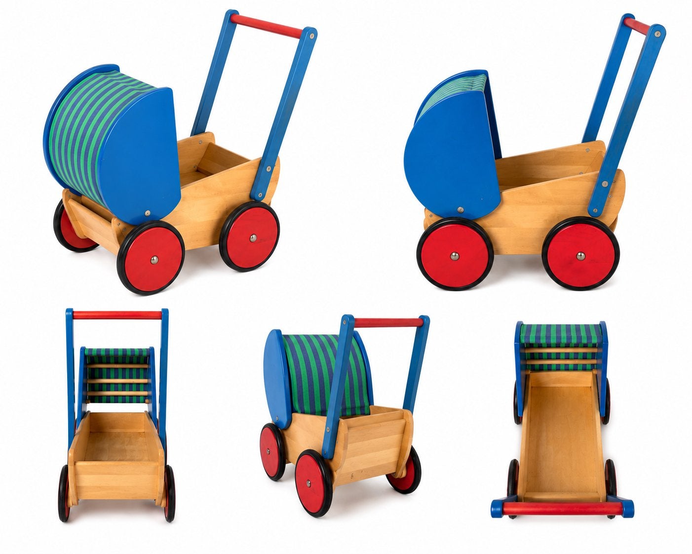 Mooie houten poppenwagen – kleurrijk – goede staat, Ophalen, Zo goed als nieuw