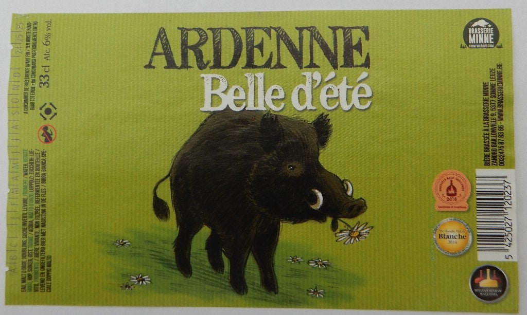 Etiquette bière Ardenne Belle d'été brasserie Minne (7t1), Enlèvement ou Envoi, Utilisé