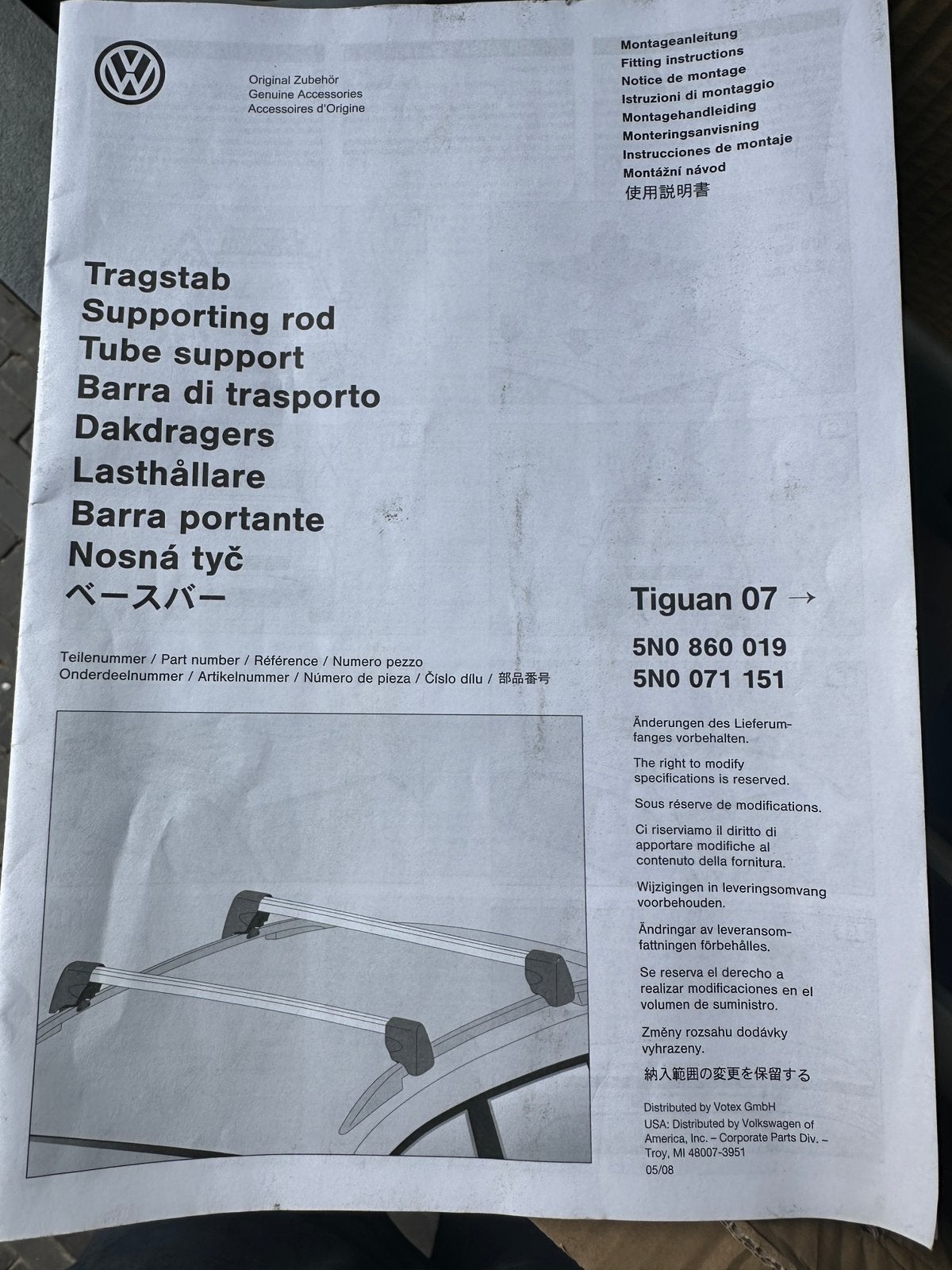 Dakdrager VW Tiguan 2016, Auto diversen, Dakdragers, Zo goed als nieuw, Ophalen