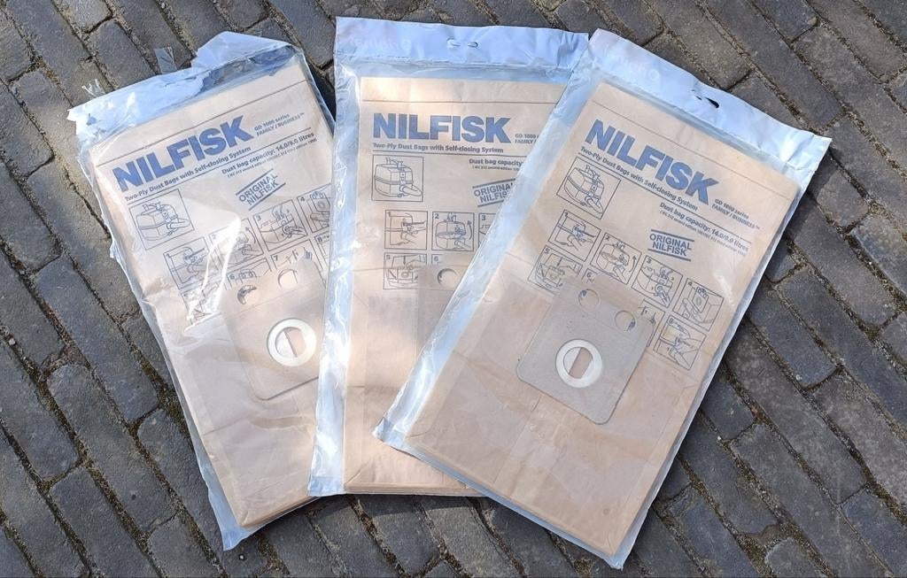 17 stofzuigerzakken Nilfisk GD1000 series, Ophalen