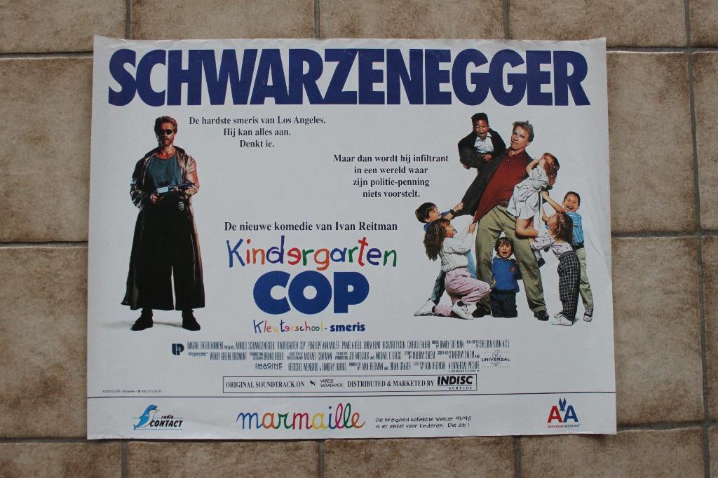 filmaffiche kindergarten Cop Schwarzenegger 1990 filmposter, Enlèvement ou Envoi, Rectangulaire horizontal, A1 jusqu'à A3, Comme neuf