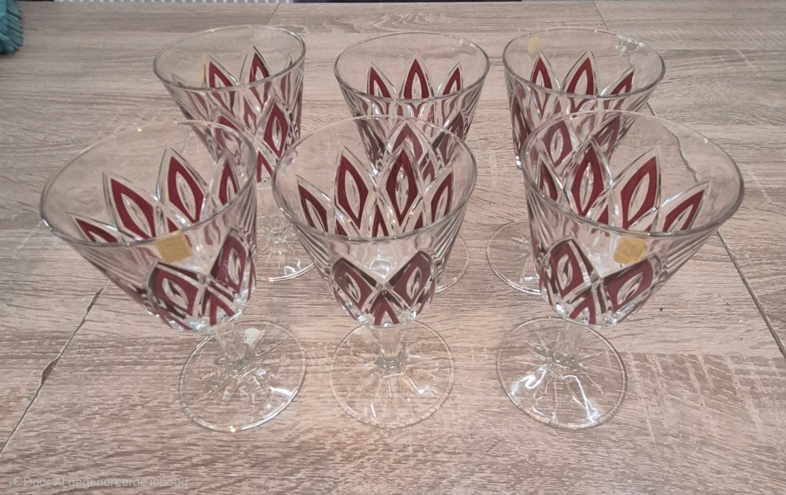 De beaux verres à vin en cristal  avec motif rouge rubis, Collections, Enlèvement