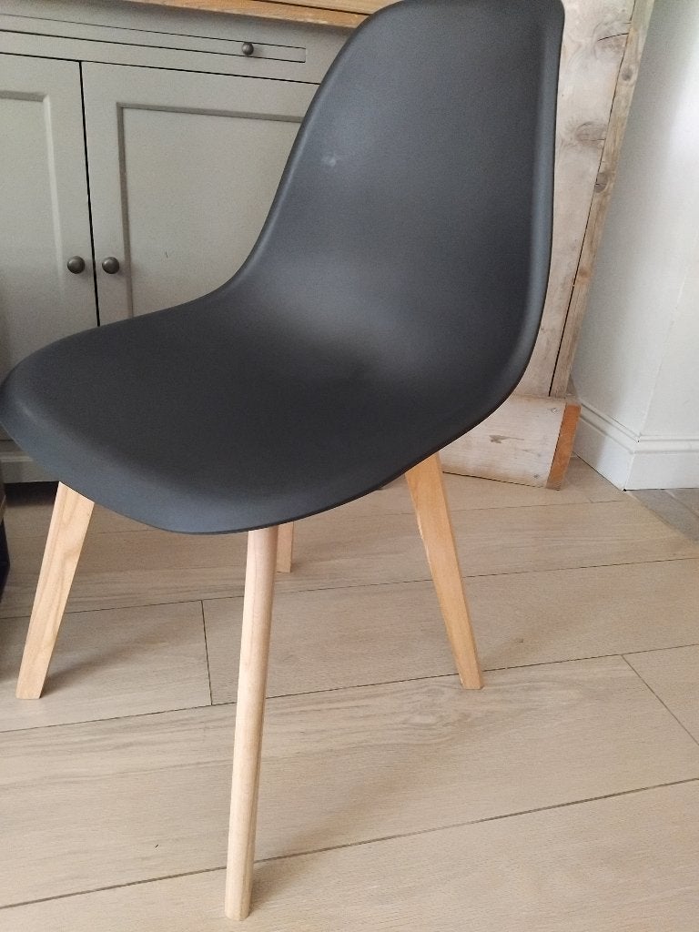 6 stoelen zwart met hout nieuw in verpakking, Maison & Meubles, Chaises, Enlèvement, Neuf, Noir, Bois