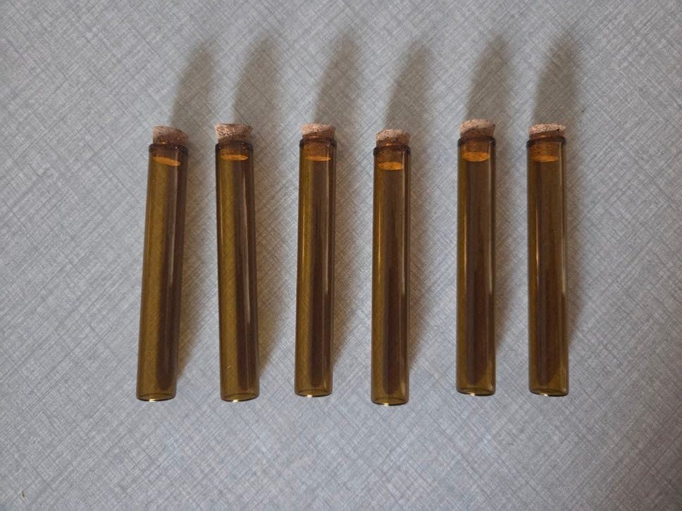 6 glazen reageerbuisjes met kurk, nieuw., Ophalen of Verzenden, Nieuw