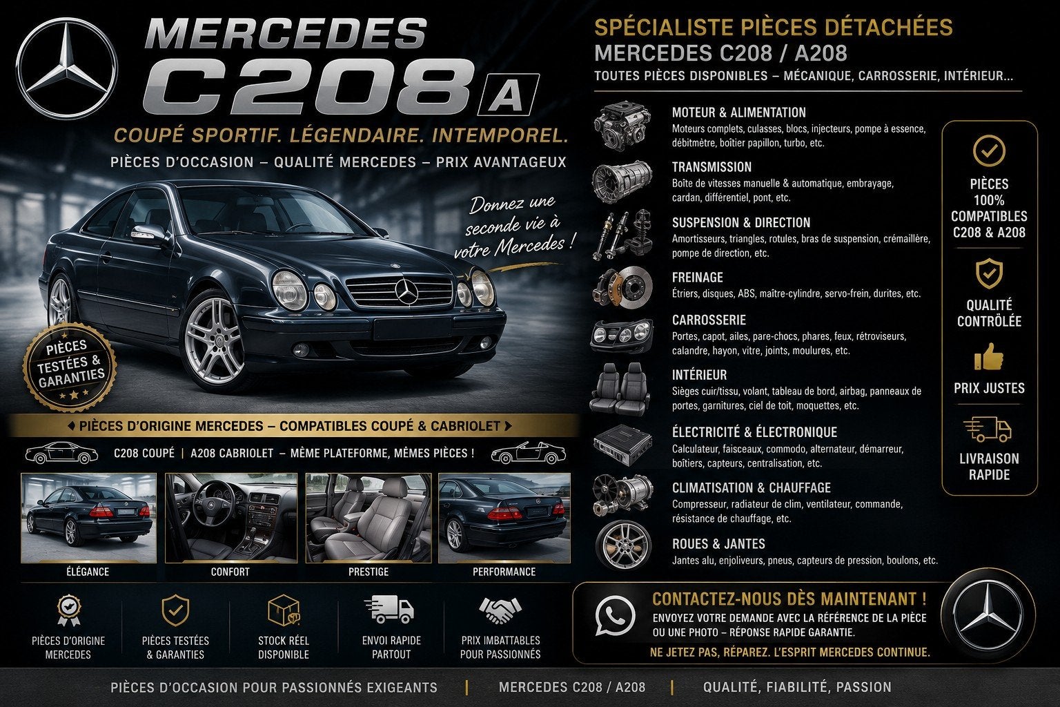 Mercedes-Benz CLK Coupé 
Pieces détachées, Enlèvement