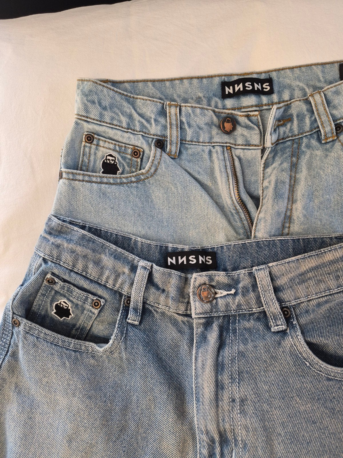 nnsns broek 2x maat 24/28, Kleding | Heren, Ophalen, Blauw, W32 (confectie 46) of kleiner, Zo goed als nieuw