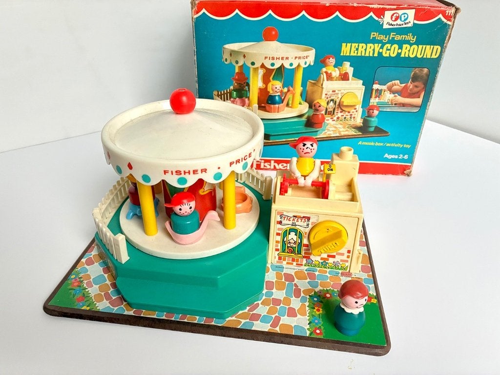 Vintage Fisher-Price Toys-Merry-Go-Round 111-1971, Ophalen of Verzenden, Gebruikt, Speelset, Met geluid