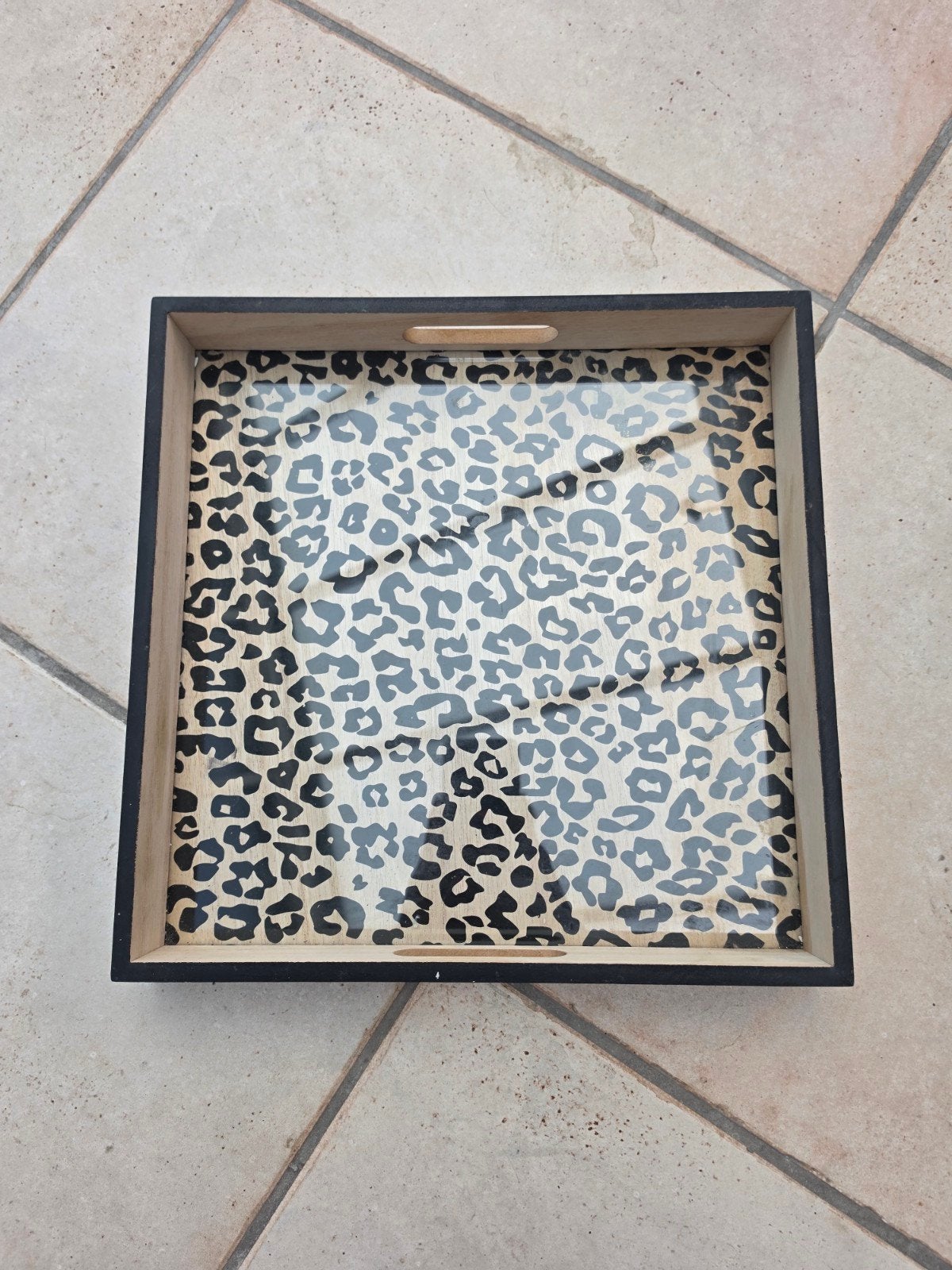 35  35 cm houten serveerschaal met glazen bodem, Huis en Inrichting, Woonaccessoires | Dienbladen, Butlertray, Glas, Vierkant