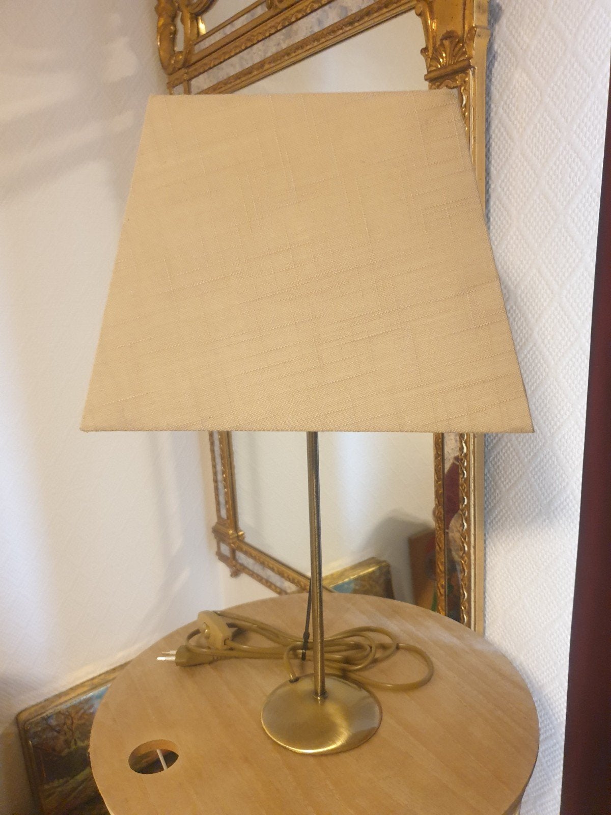 Retro tafellamp  vintage, Ophalen, Beige, Vierkant