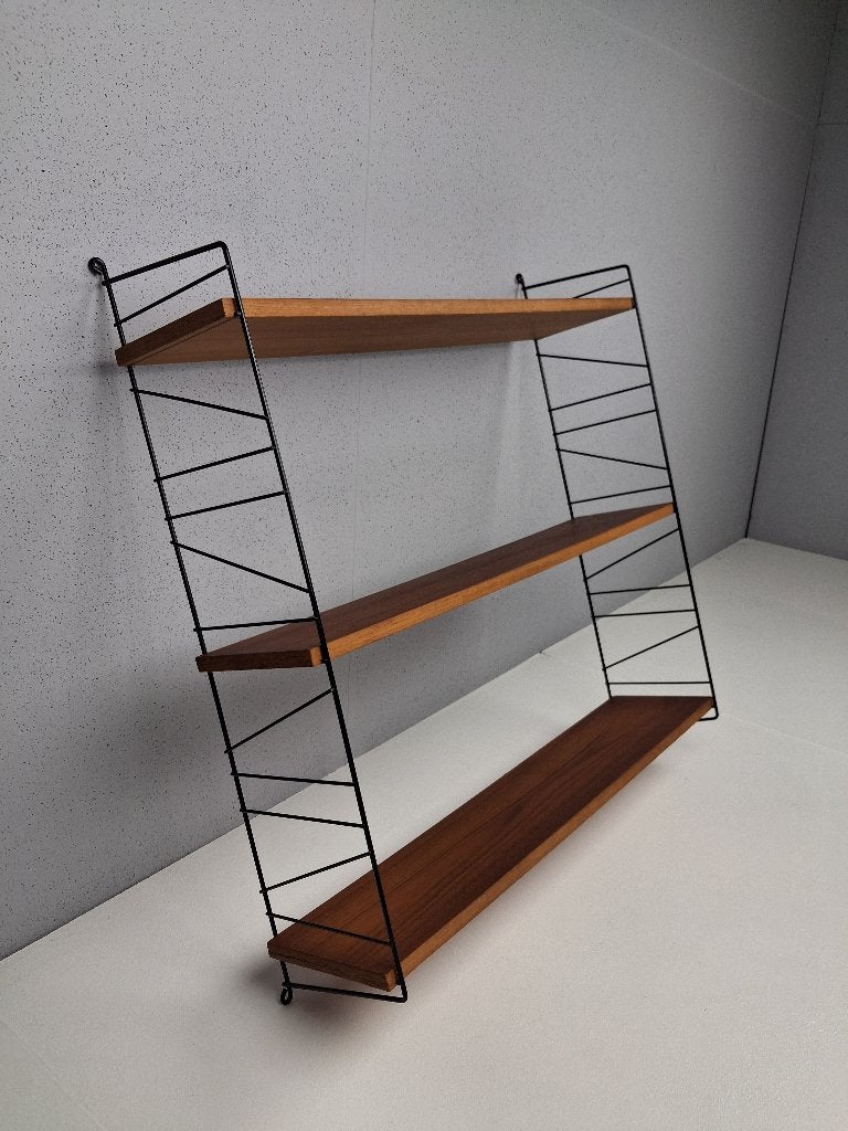 Vintage Wandrek met 3 Houten Leggers, Jaren 60/70, Huis en Inrichting, Woonaccessoires | Wandplanken en Boekenplanken, Ophalen