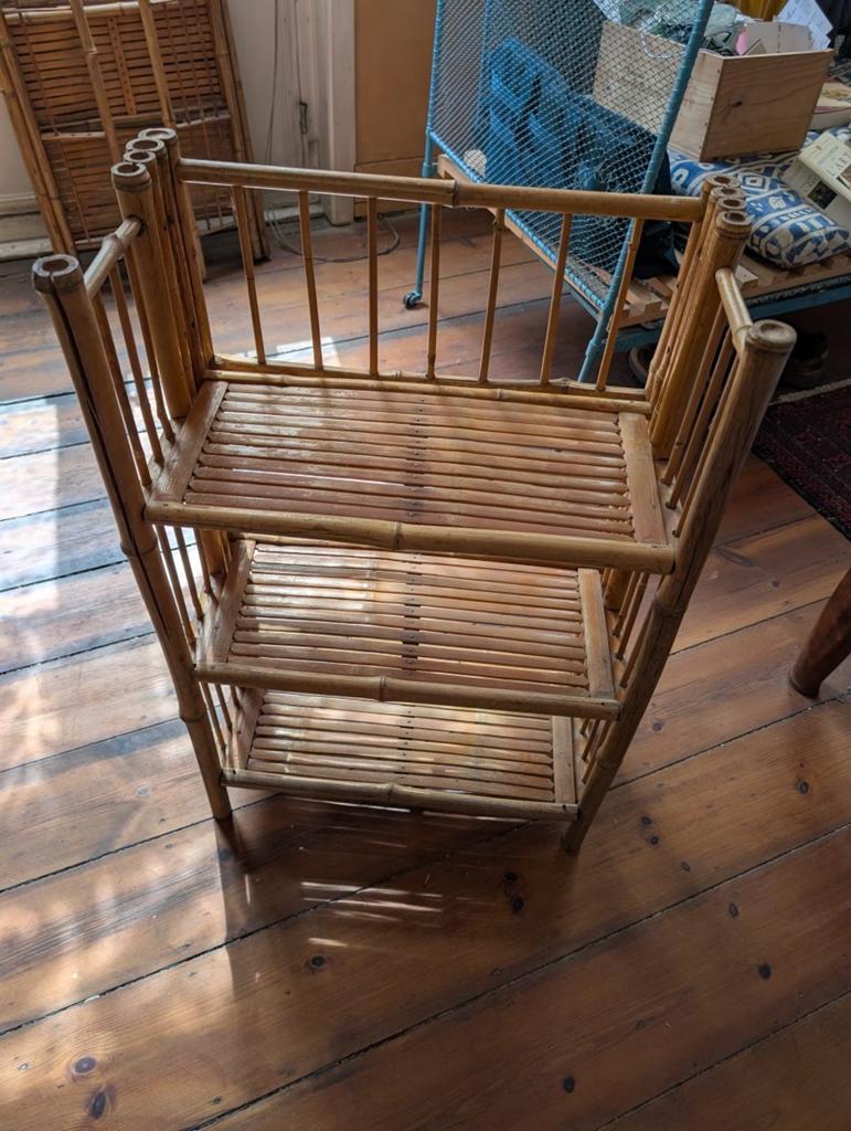 Vintage vouwplank van bamboe en rotan - Boheemse stijl/, Ophalen, Gebruikt