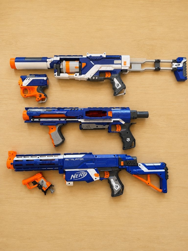 Nerf-pakket van 5 stuks - LongStrike, Rampage, Retaliator,.., Kinderen en Baby's, Ophalen, Gebruikt