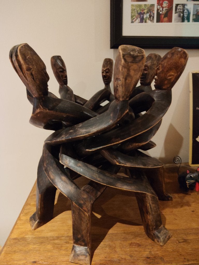 Houten beeld, Antiek en Kunst, Ophalen, Groep mensen, Beeld, Hout