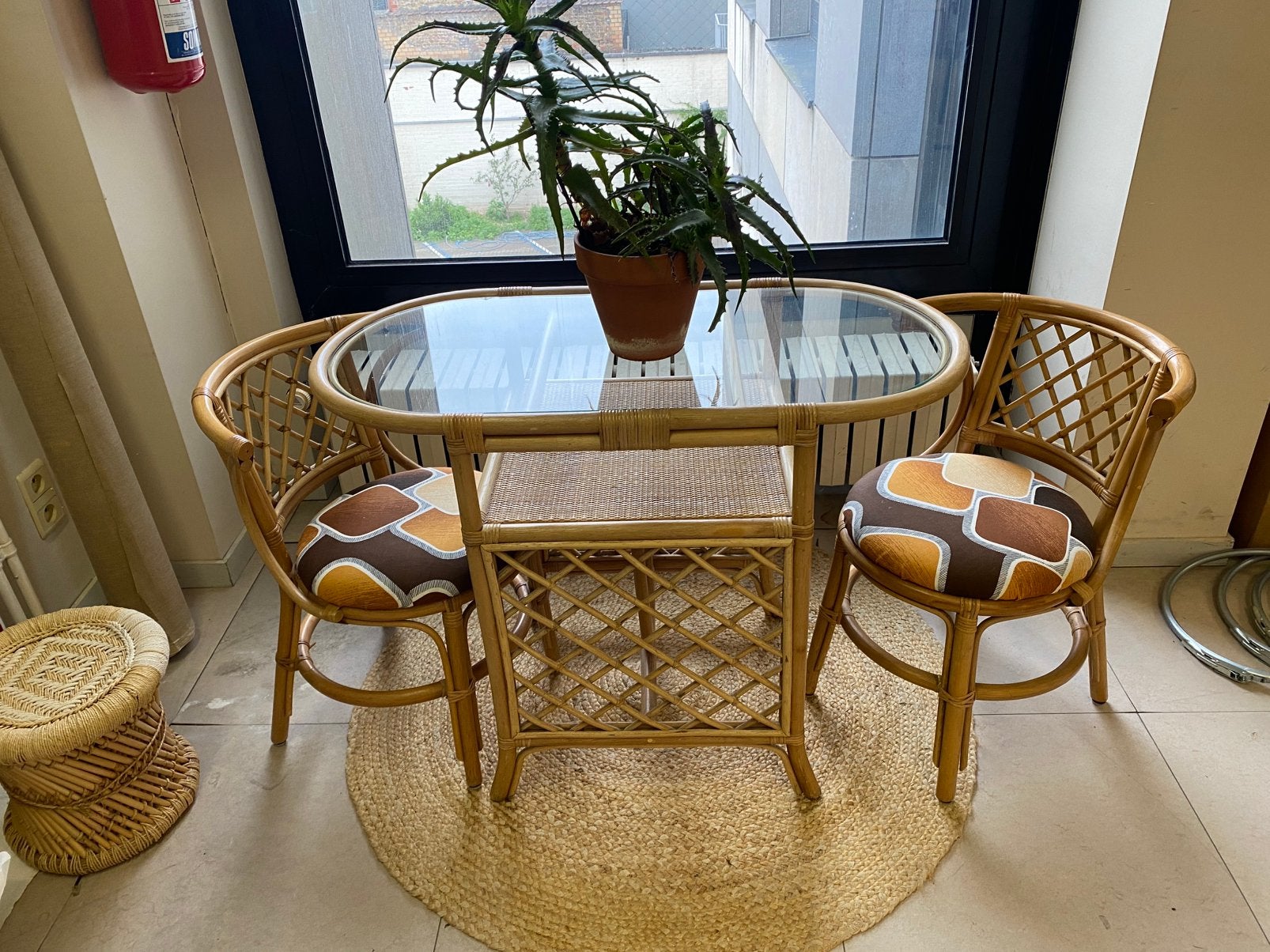 Vintage banboe veranda set, Tuin en Terras, Ophalen, Zo goed als nieuw, Tuinset