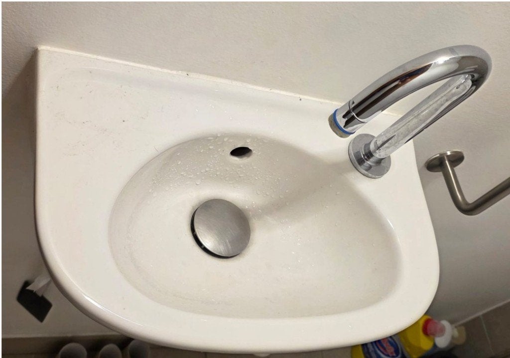lave-mains porcelaine blanc 40x25cm, Enlèvement, Utilisé, Chrome, Lavabo