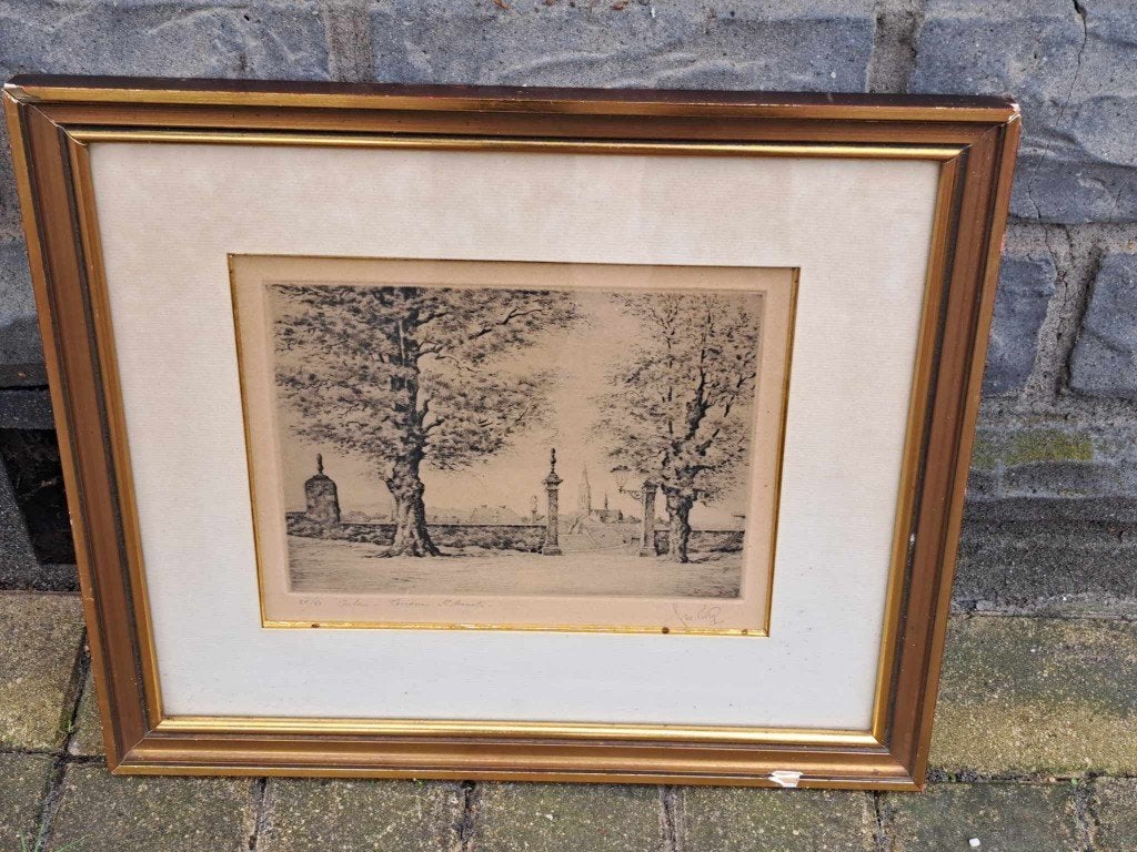 eau forte arlon signe, Antiek en Kunst, Kunst | Etsen en Gravures, Ophalen of Verzenden