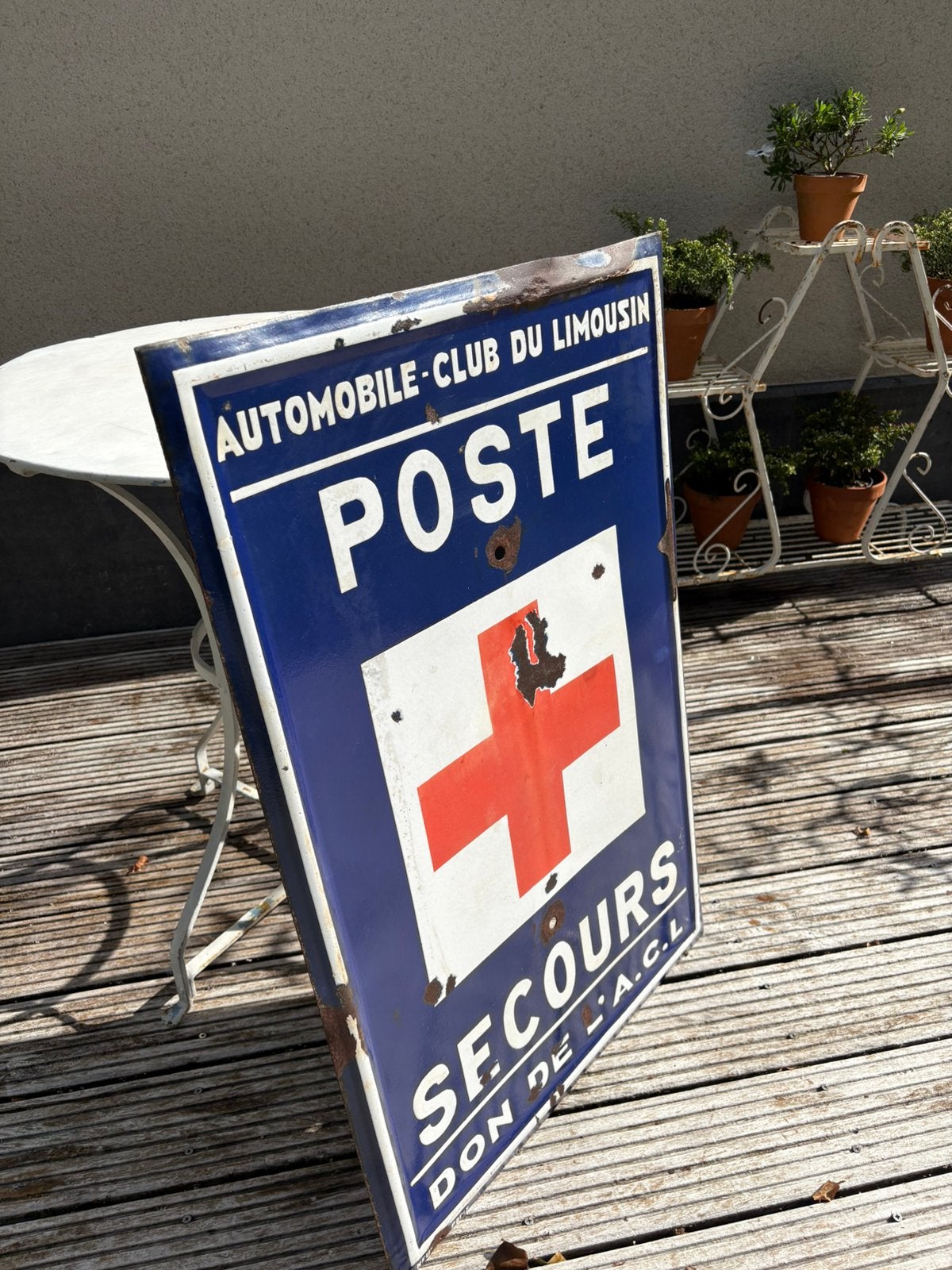 Panneau d'affichage émaillé Automobil-club du Limousin, Enlèvement ou Envoi, Utilisé, Panneau publicitaire