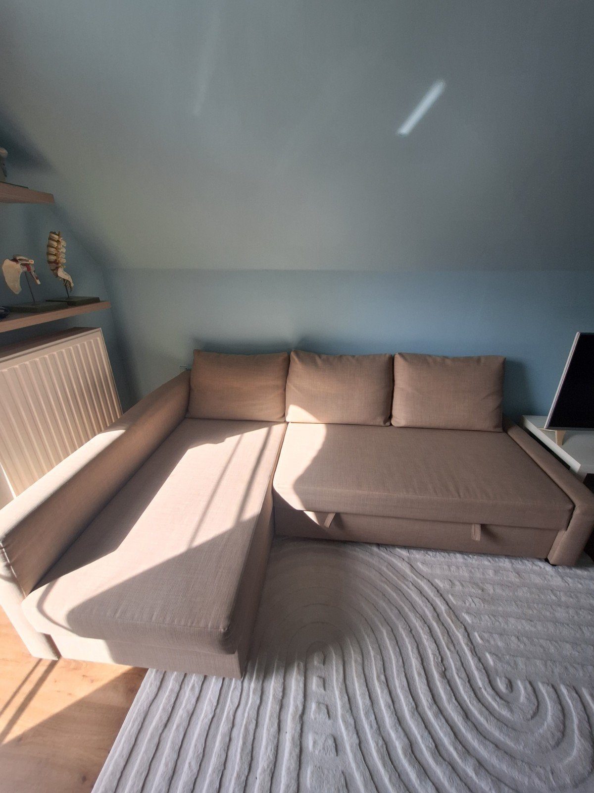 Hoekzetel / slaapbank - Ikea Friheten beige, Enlèvement, Comme neuf, Beige, Autres dimensions