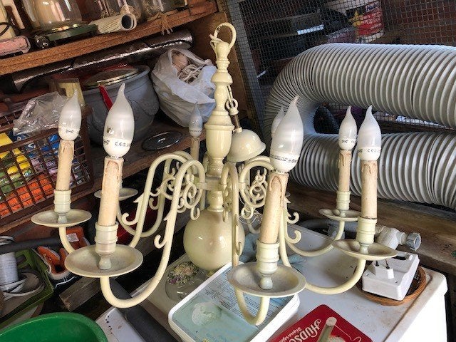 2 antieke koperen lusters, Antiek en Kunst, Antiek | Verlichting, Ophalen