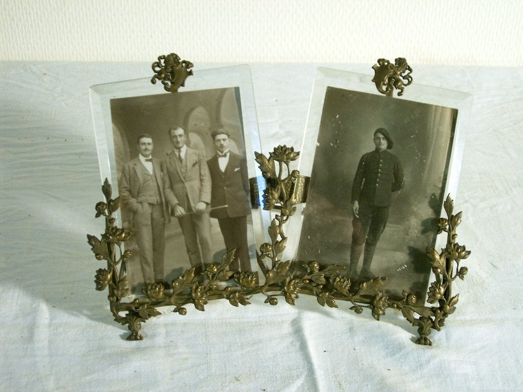 Cadre photo double Art Nouveau ancien, Enlèvement ou Envoi