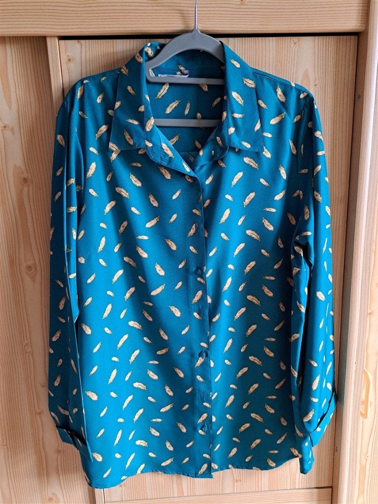 Blouse met lange mouwen groen met verenprint maat 44, Maat 42/44 (L), Ophalen of Verzenden, Zo goed als nieuw, Blancheporte