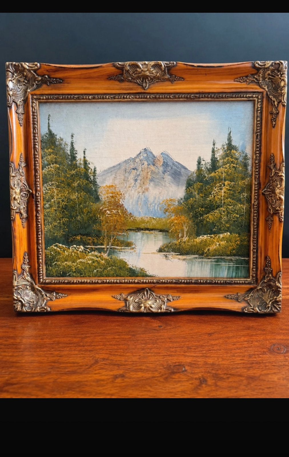 Tableau ancien paysage montagne 34  40 cm -, Ophalen of Verzenden, Vintage, Landschap