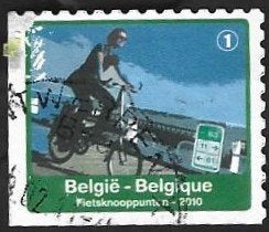 1 Postzegel België 2010 Fiets- en wandelroutes, Frankeerzegel, Ophalen of Verzenden, Gestempeld, Gestempeld