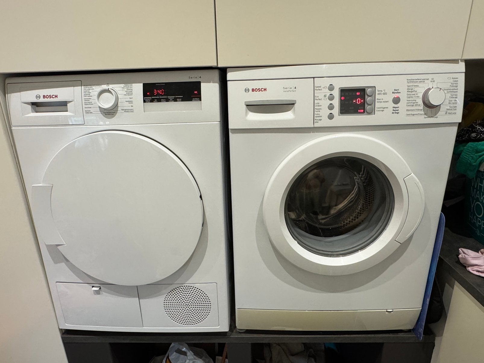 Bosch serie 4 wasmachine en warmtepomp condensdroger, Elektronische apparatuur, Ophalen, Gebruikt