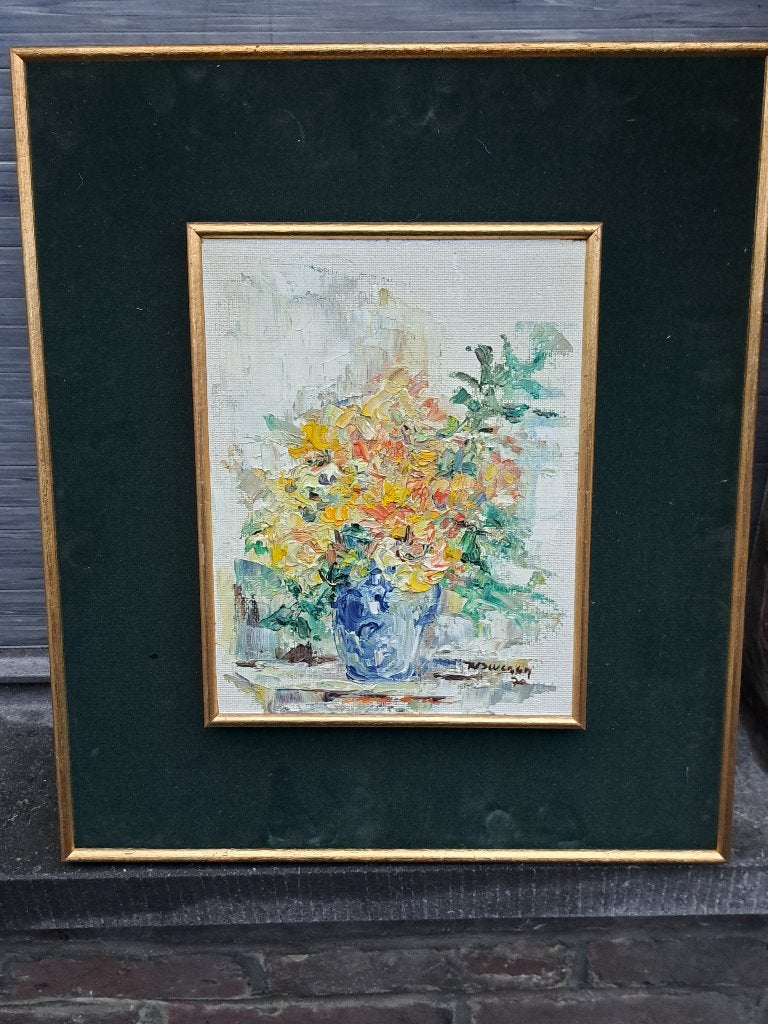 huile sur panneau fleurs signe, Enlèvement ou Envoi