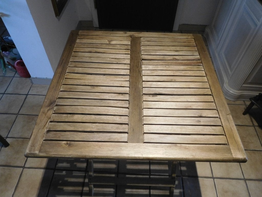 TABLE PLIANTE JARDIN- BALCON-TERRASSE-ACACIA MASSIF, Enlèvement, Utilisé, Bois, Pliant