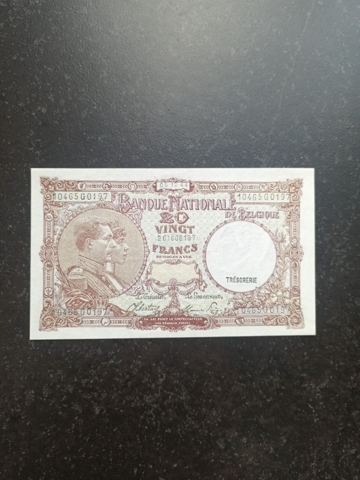 Nieuwstaat 20 francs Nationale reeks 1944, Ophalen of Verzenden, Los biljet