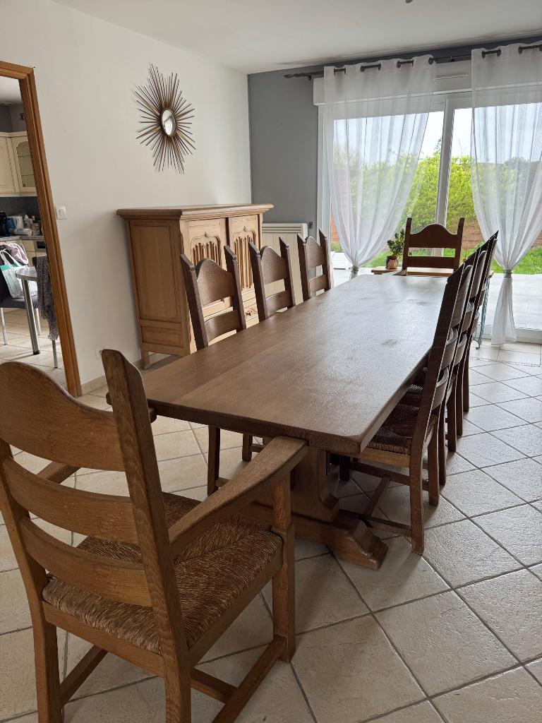 SALLE À MANGER CHÊNE MASSIF, Enlèvement, Utilisé, CHÊNE MASSIF, 6 à 8 chaises